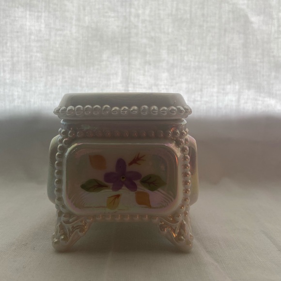 Pearl like milk glass trinket box